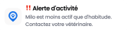 Illustration de l'interface de l'application présentant la fonctionnalité d'alerte de santé.