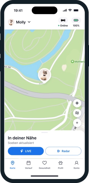 Illustration des Kartenbildschirms der Tractive App