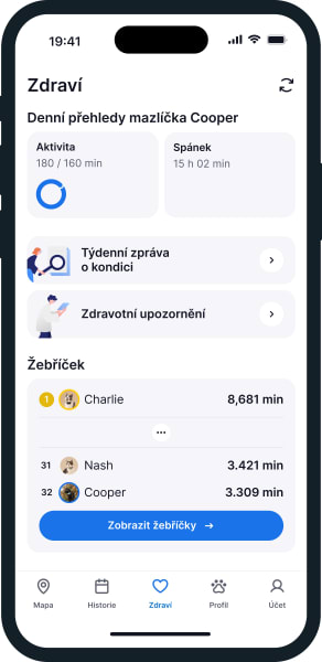 Ilustrace obrazovky Kondice v aplikaci Tractive