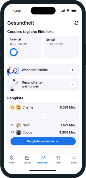 Illustration des Wellness-Bildschirms der Tractive-App