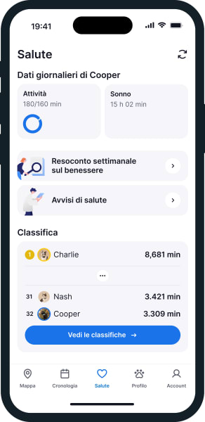 Illustrazione della schermata Benessere dell'app di Tractive
