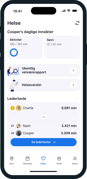 Illustrasjon av Tractive-appens velværeskjerm
