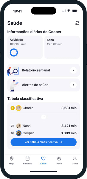 Imagem do ecrã de Bem-estar da aplicação Tractive
