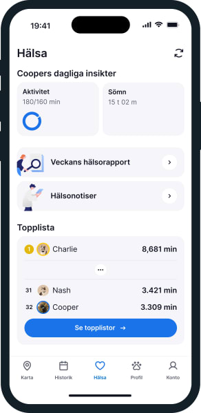 Illustration av Tractive-appen med hälsospårning